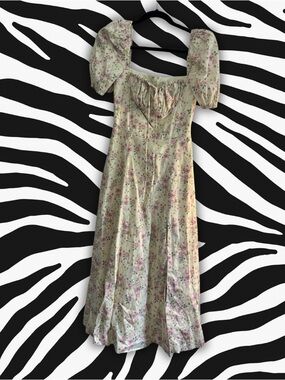 House of CB Talullah Lemon Floral Puff Sleeve Midi Sundress